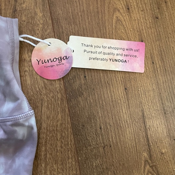 NWT YUNOGA Women's High Waisted Athletic Biker Shorts Gray Pink Tie Dye Size XS - Picture 8 of 11